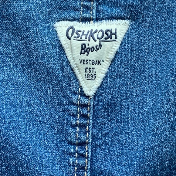 Oshkosh B’gosh Girls Size 9 Months Denim Overalls Embroidered Flowers - Picture 6 of 9